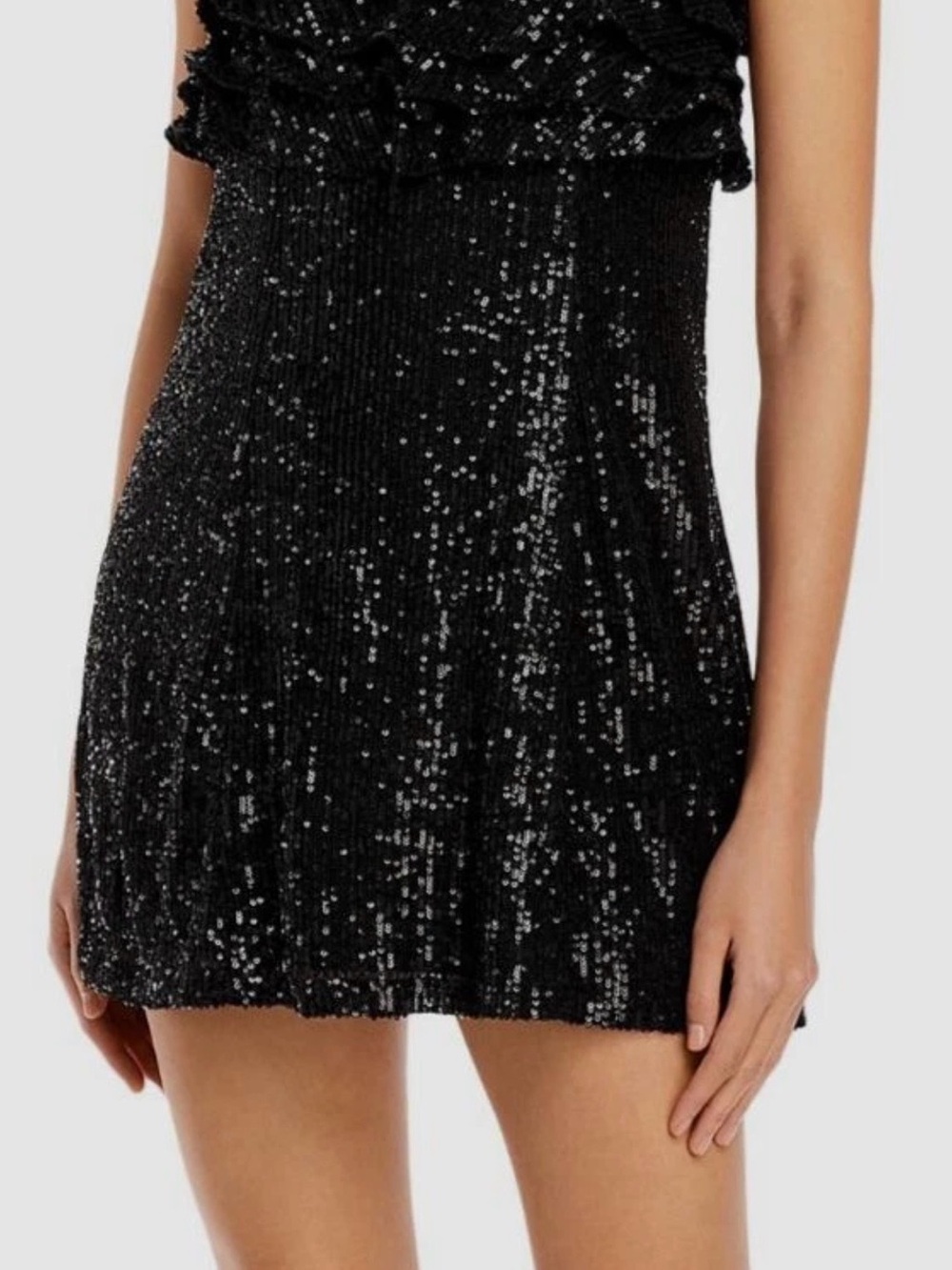 Free People Black Strapless Sequin Mini Dress SZ 12